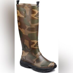 BASS OUTDOOR Size 7 Womens Field Round Toe Tall Pull On Rain Boots Green Camo